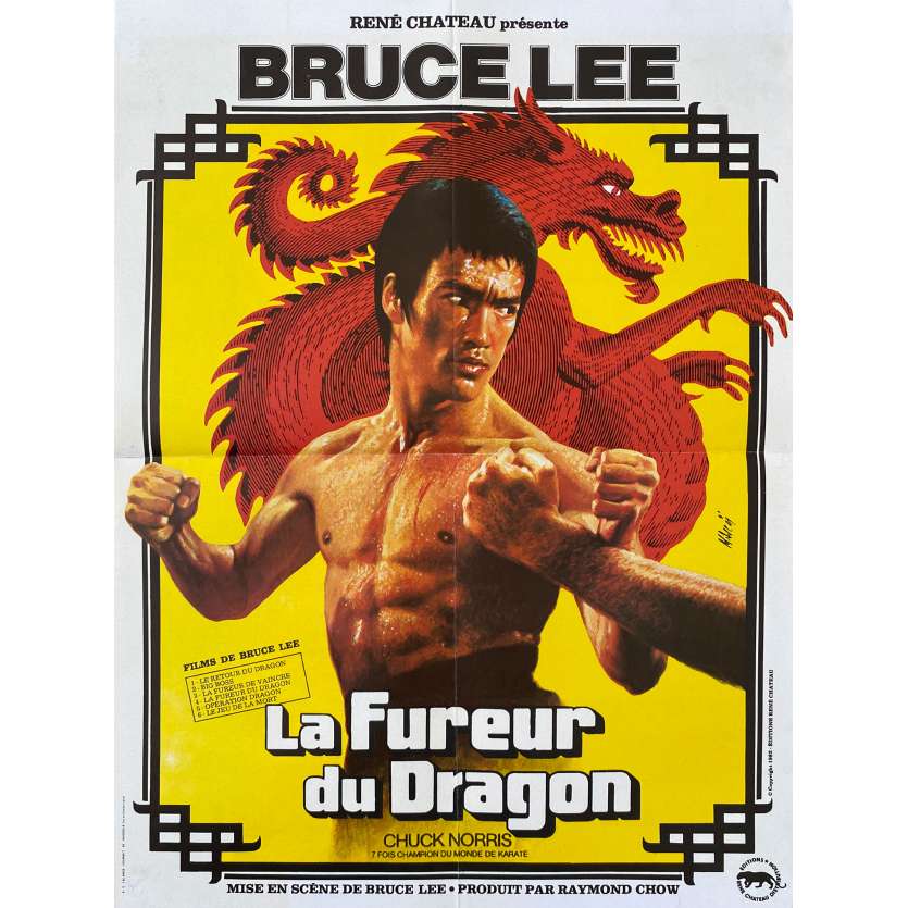 LA FUREUR DU DRAGON Affiche de film 1ère Sortie - 40x60 cm. - 1974 - Chuck Norris, Bruce Lee