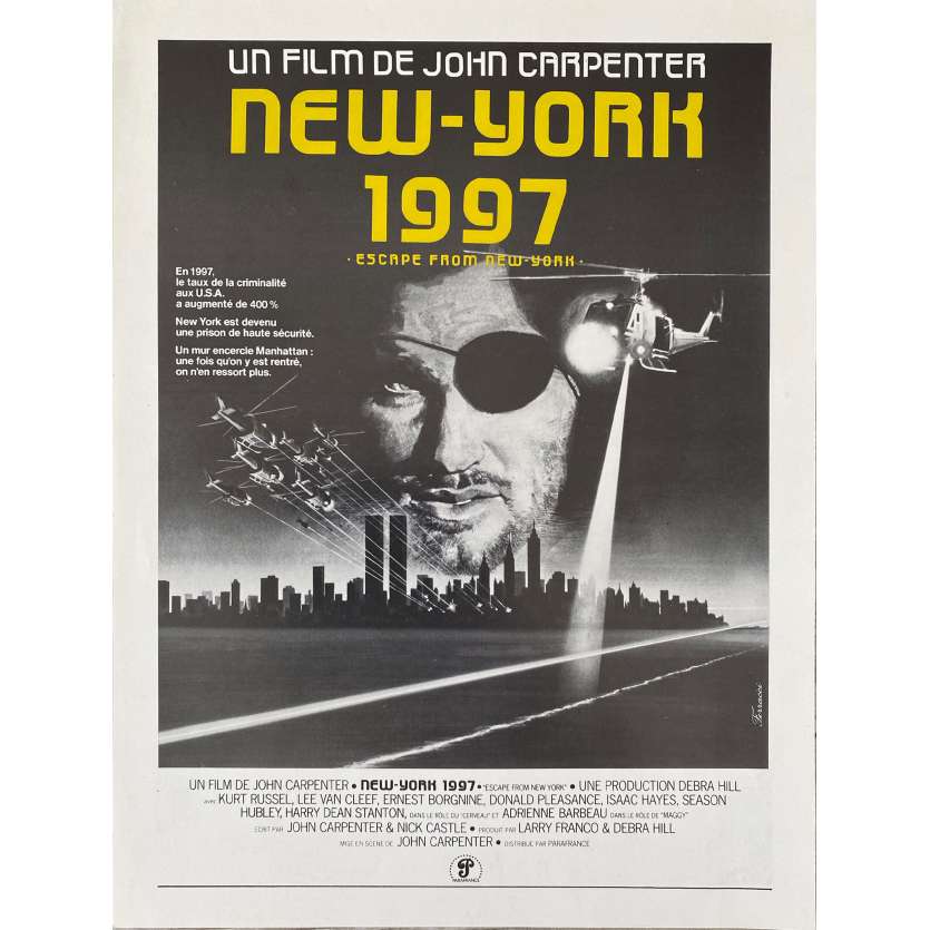 ESCAPE FROM NEW-YORK Original Herald- 9x12 in. - 1981 - John Carpenter, Kurt Russel