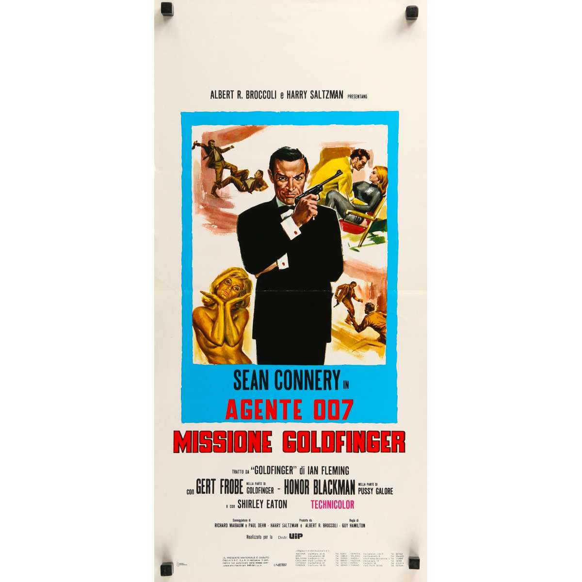 GOLDFINGER Italian Movie Poster - 13x28 in. - R1980