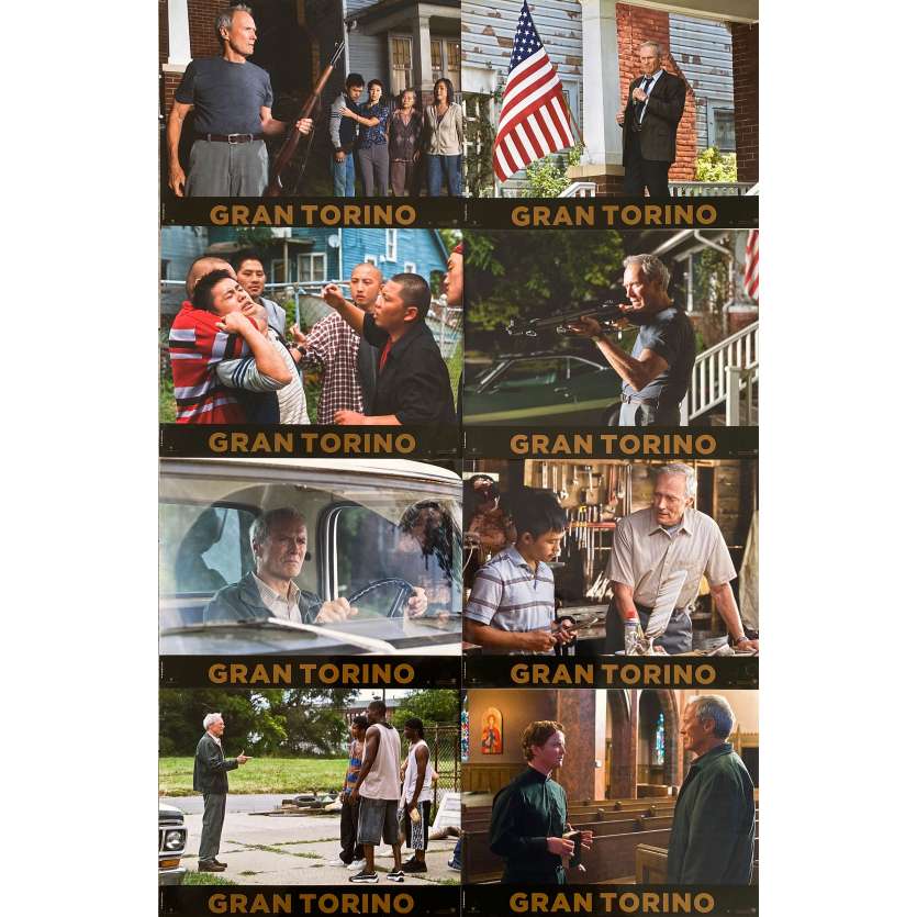 GRAN TORINO Original Lobby Cards x8 - 9x12 in. - 2008 - Clint Eastwood, Bee Vang