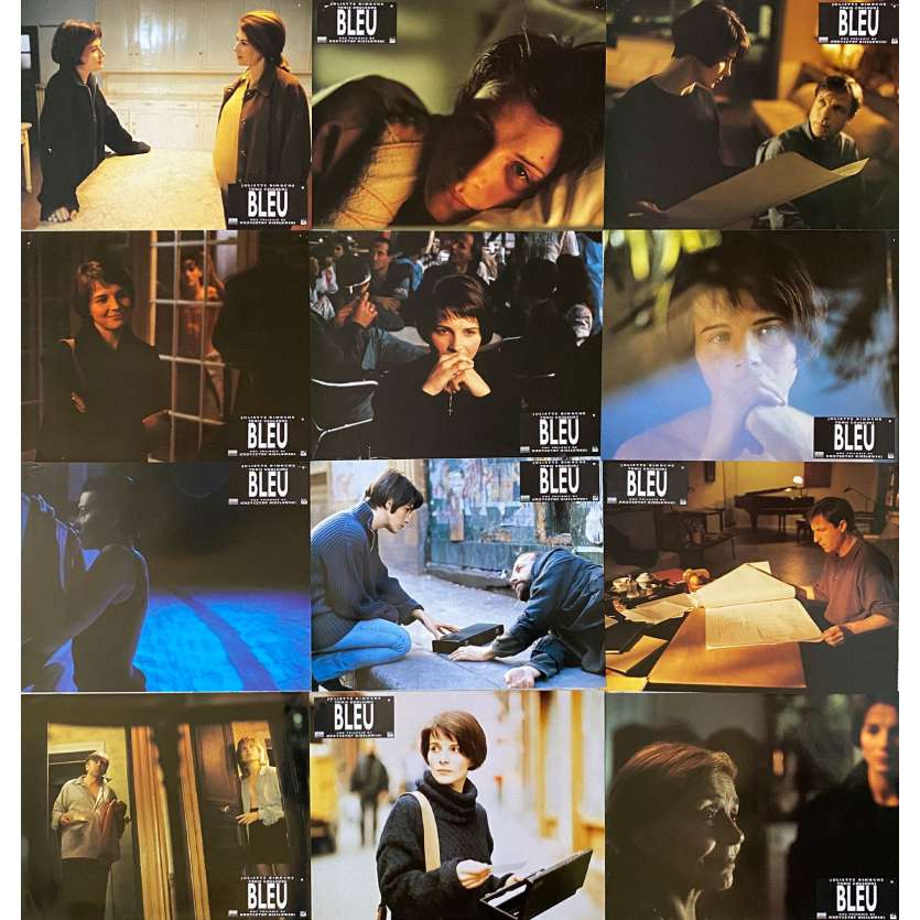 THREE COLORS - BLUE Original Lobby Cards x12 - 9x12 in. - 1993 - Krzysztof Kieslowski, Juliette Binoche