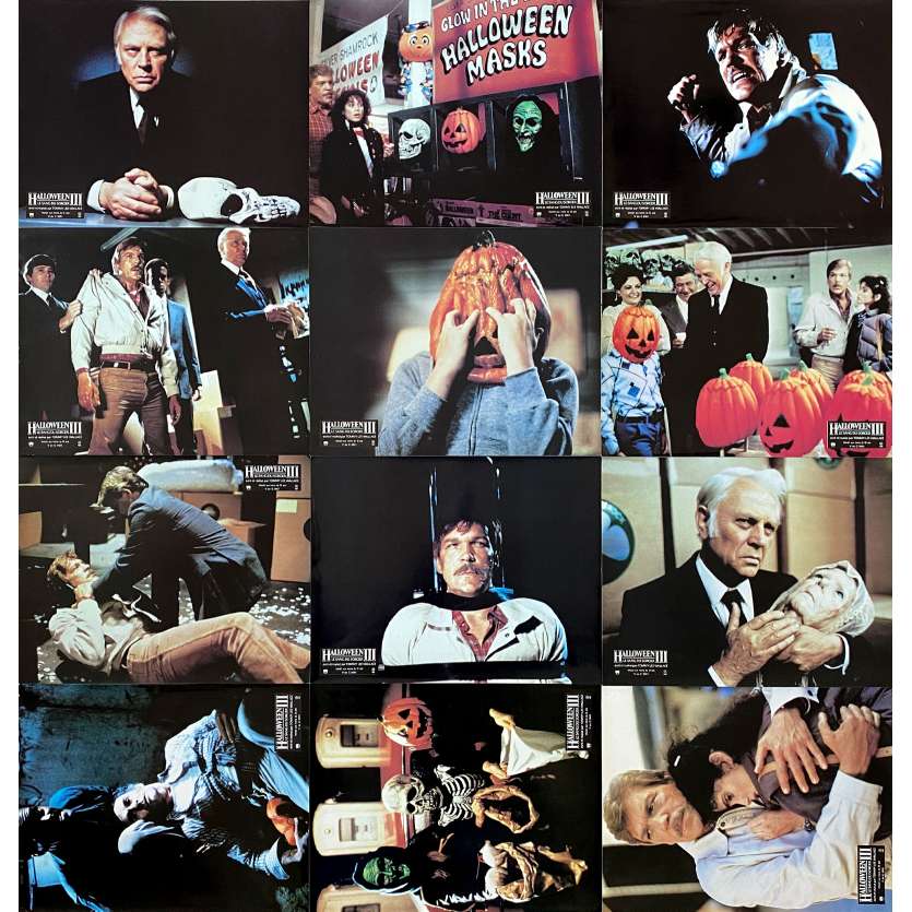 HALLOWEEN III SEASON OF THE WITCH Vintage Lobby Cards x12 - 9x12 in. - 1982 - Tommy Lee Wallace, Tom Atkins