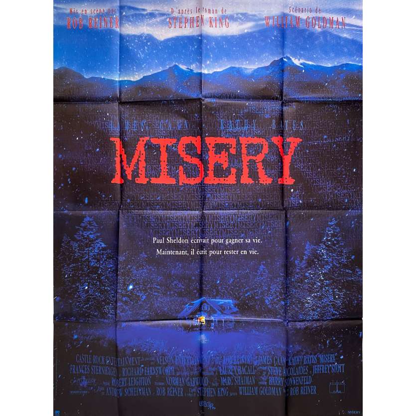 MISERY Affiche de cinéma- 120x160 cm. - 1990 - James Caan, Kathy Bates, Rob Reiner