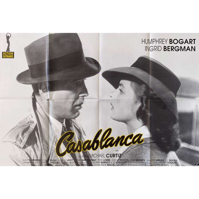 CASABLANCA Affiche de cinéma- 80x120 cm. - 1942/R1980 - Humphrey Bogart, Ingrid Bergman, Michael Curtiz