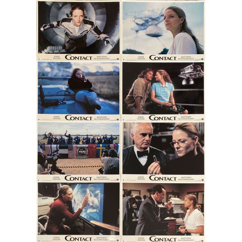 CONTACT Vintage Lobby Cards x8 - 9x12 in. - 1997 - Robert Zemeckis, Jodie Foster