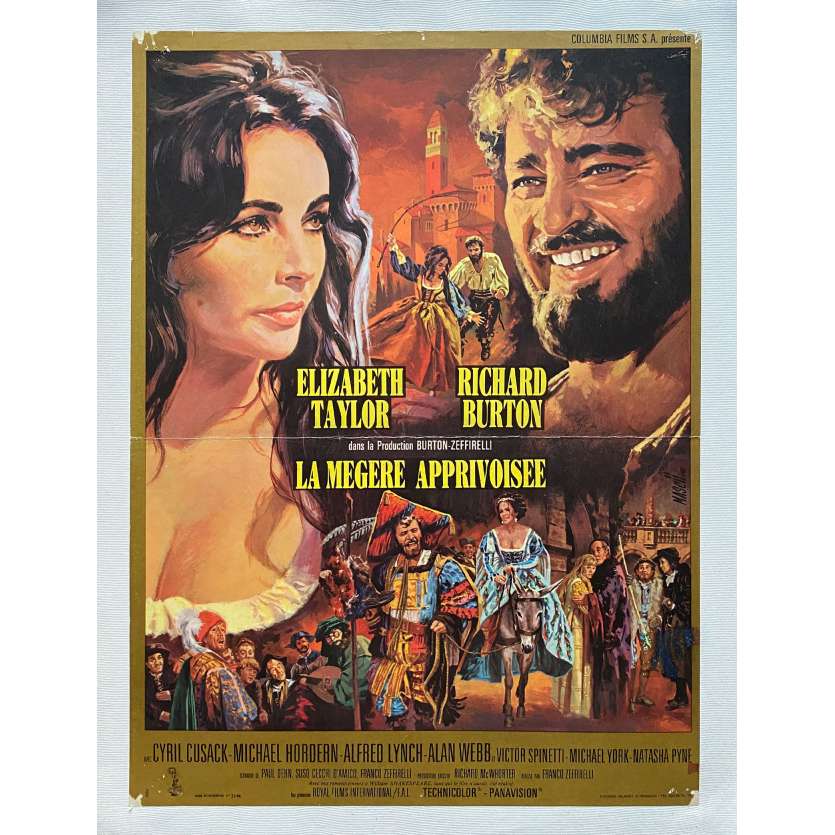 LA MEGERE APPRIVOISEE Affiche de film entoilée- 40x60 cm. - 1967 - Richard Burton, Liz taylor, Franco Zeffirelli