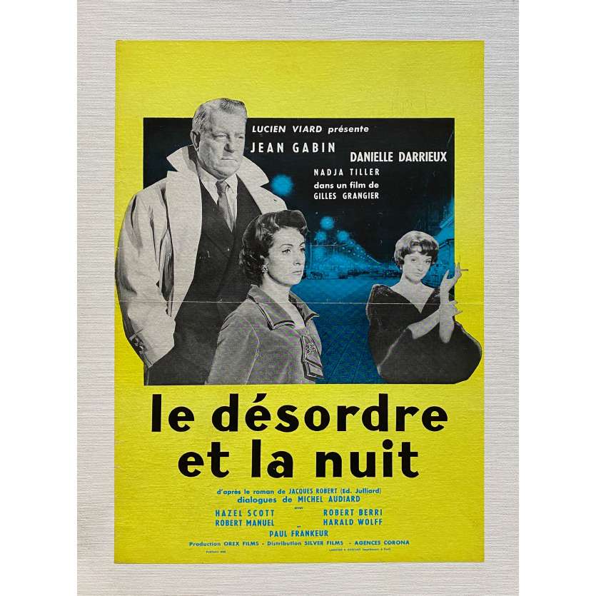 LE DESORDRE ET LA NUIT Affiche de film entoilée- 40x60 cm. - 1958 - Jean Gabin, Gilles Grangier