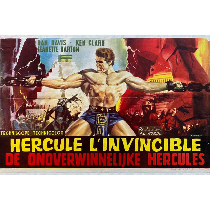 HERCULE L'INVINCIBLE Affiche de film entoilée- 35x55 cm. - 1964 - Dan Vadis, Alvaro Mancori