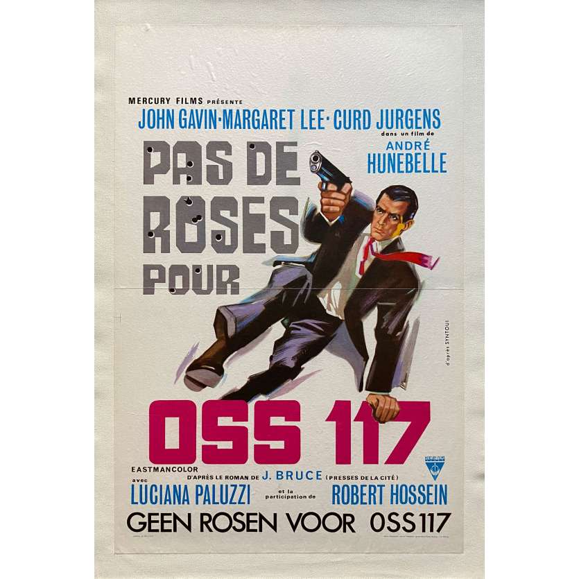 PAS DE ROSES POUR OSS 117 Affiche de film entoilée- 35x55 cm. - 1968 - John Gavin, Robert Hossein, Renzo Cerrato