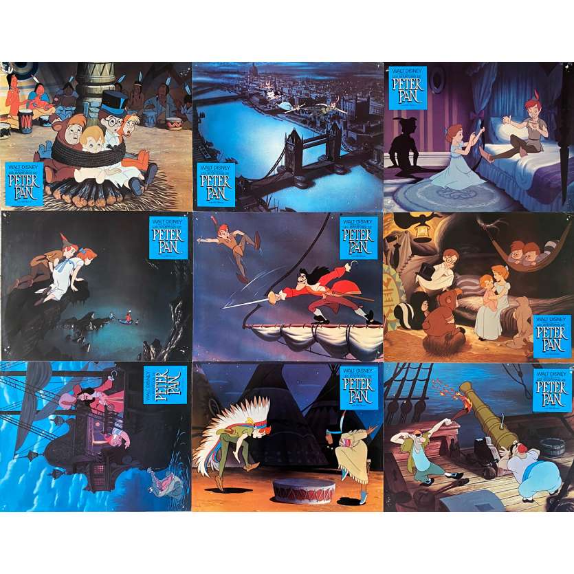 PETER PAN Lobby Cards x9 - 9x12 in. - 1953/R1977 - Walt Disney, Bobby Driscoll