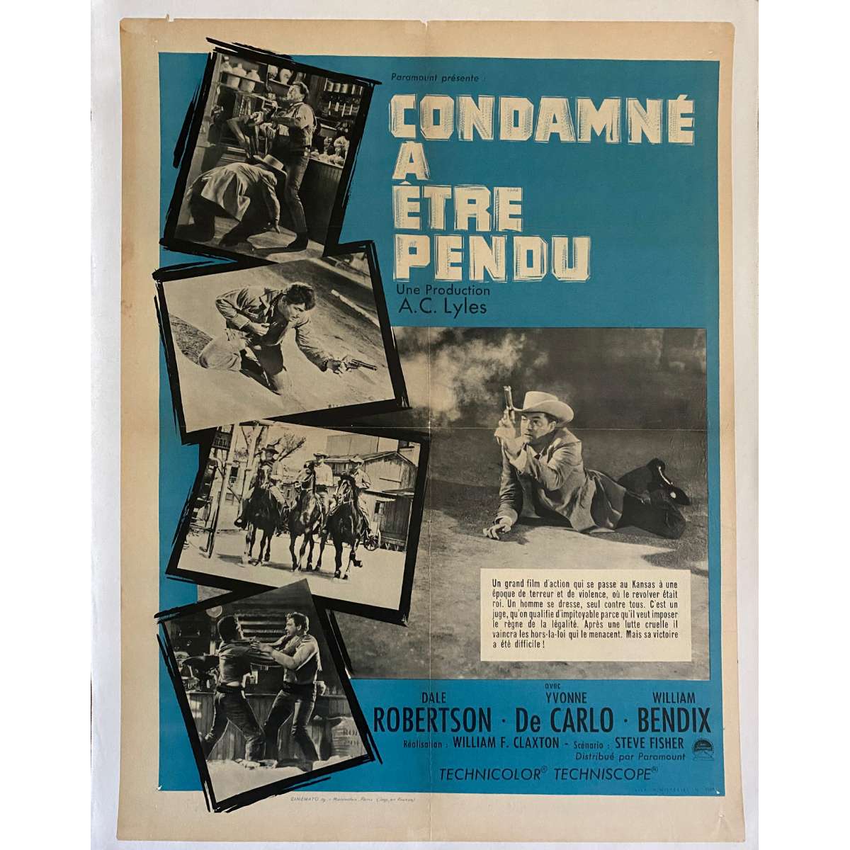 Affiche De Film Entoilée Française De Condamne A Etre Pendu 60x80 Cm