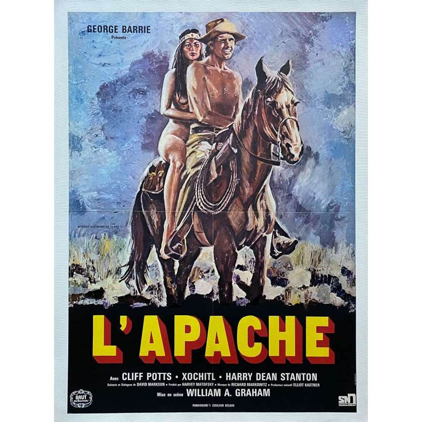 L'APACHE Affiche de film entoilée- 60x80 cm. - 1972 - Cliff Potts, William A. Graham