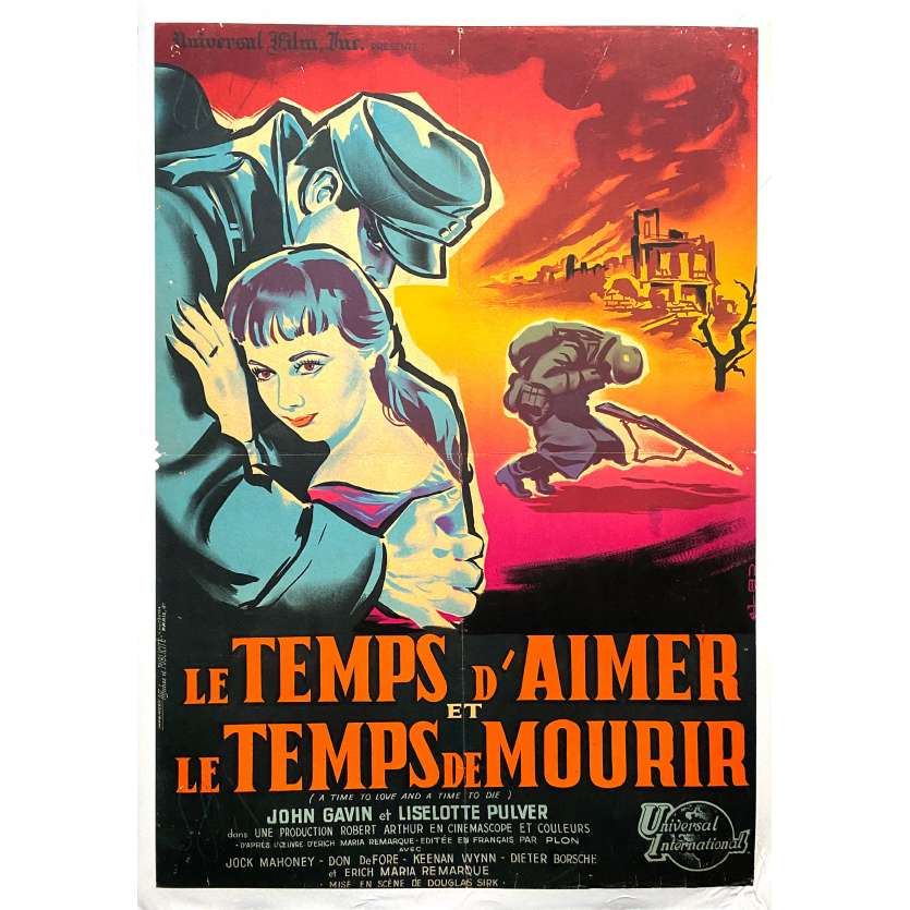 LE TEMPS D'AIMER ET LE TEMPS DE MOURIR Affiche de film entoilée- 60x80 cm. - 1958 - John Gavin, Douglas Sirk