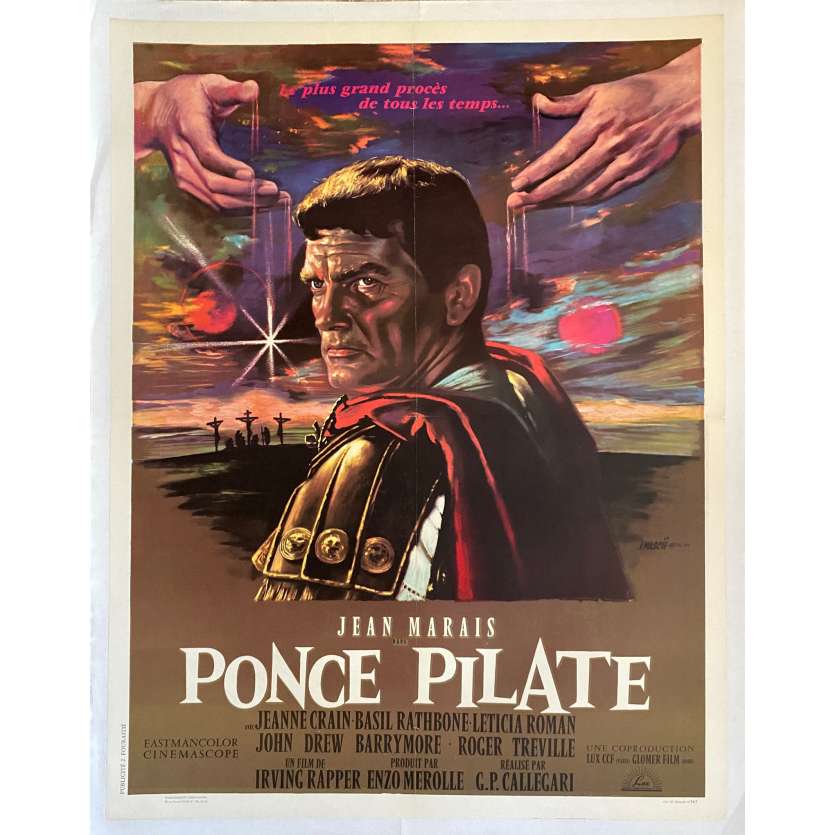 PONCE PILATE Affiche de film entoilée- 60x80 cm. - 1962 - Jean Marais, Gian Paolo Callegari