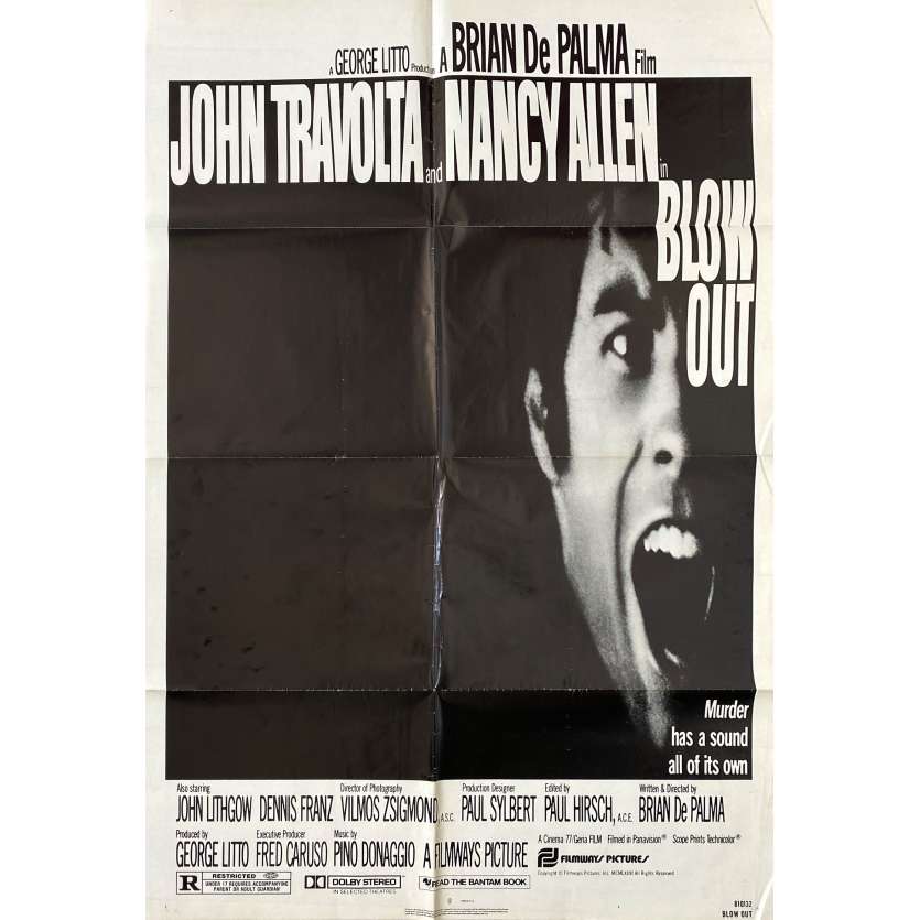 BLOW OUT Affiche de cinéma- 69x102 cm. - 1981 - John Travolta, Brian de Palma