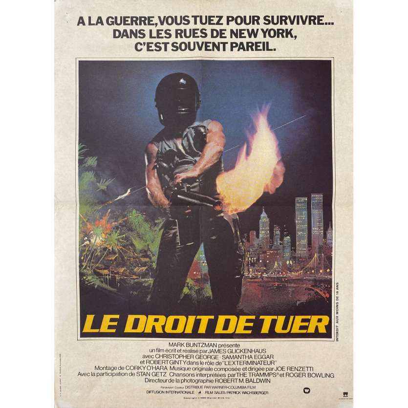 LE DROIT DE TUER Affiche de cinéma- 40x54 cm. - 1980 - Robert Ginty, James Glickenhaus