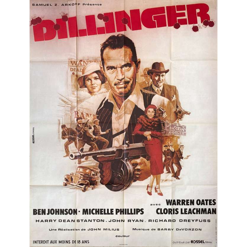 DILLINGER Affiche de cinéma- 120x160 cm. - 1973 - Warren Oates, John Milius