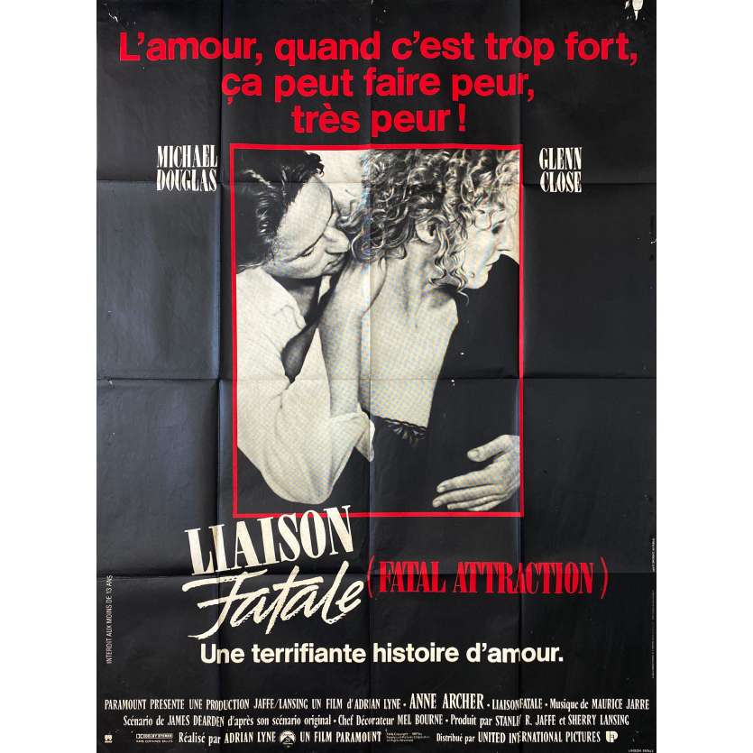 LIAISON FATALE Affiche de cinéma- 120x160 cm. - 1987 - Michael Douglas, Glenn Close, Adrian Lyne