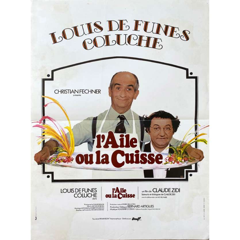 L'AILE OU LA CUISSE Affiche de cinéma- 40x54 cm. - 1976 - Louis de Funès, Coluche, Claude Zidi