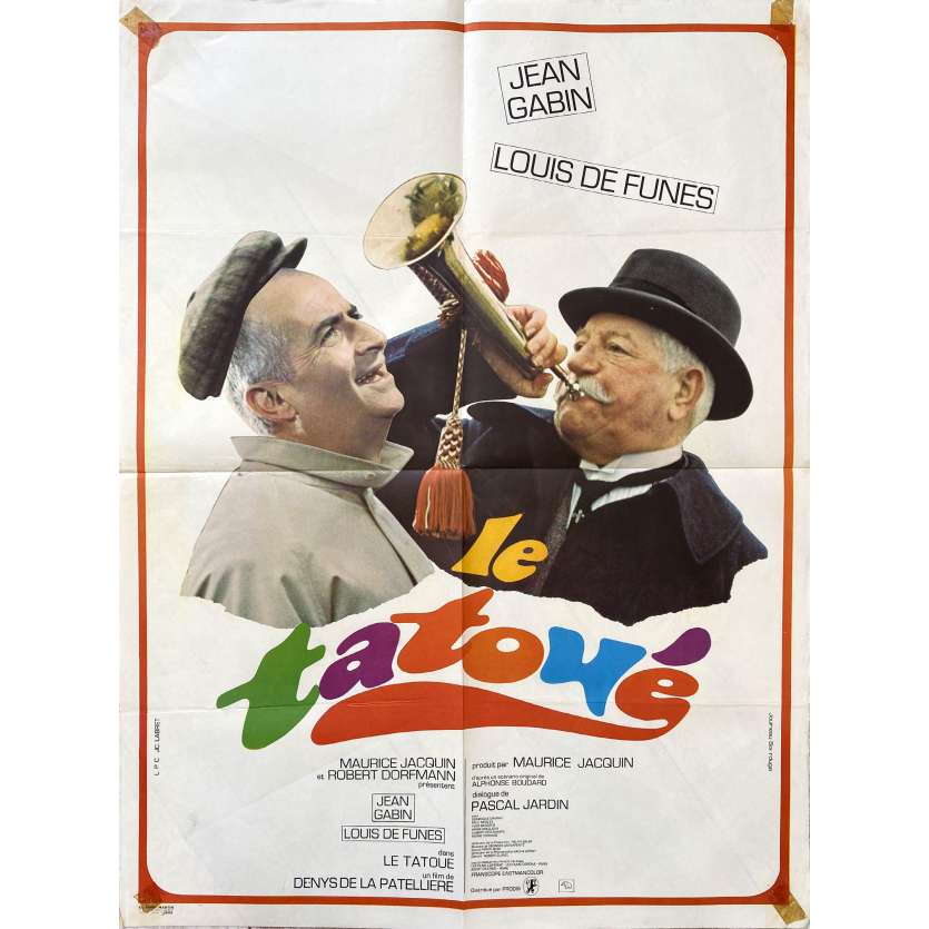 LE TATOUE Affiche de cinéma- 60x80 cm. - 1968 - Louis de Funes, Jean Gabin, Denys de la Patellière