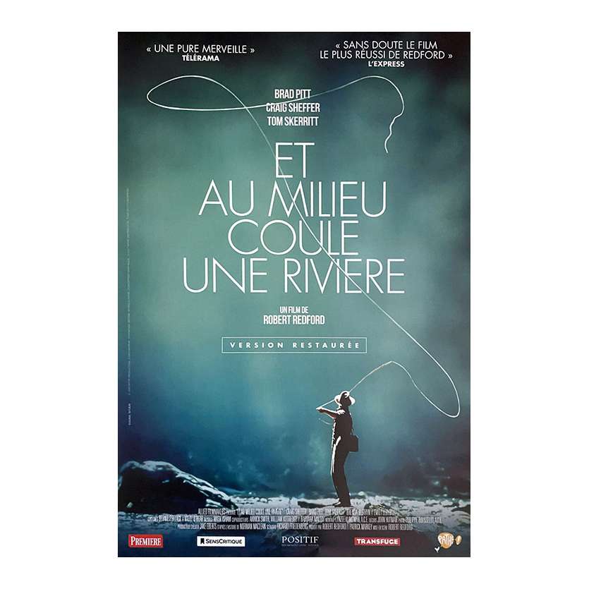 ET AU MILIEU COULE UNE RIVIERE Affiche de cinéma- 120x160 cm. - 1992 - Brad Pitt, Robert Redford