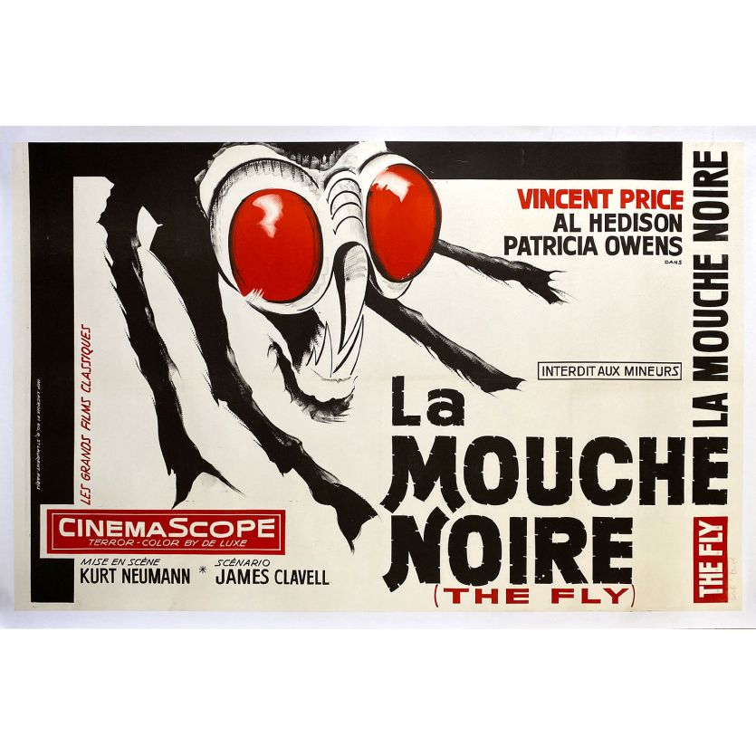 LA MOUCHE NOIRE Affiche de film entoilée- 80x120 cm. - 1958 - Vincent Price, Kurt Neumann