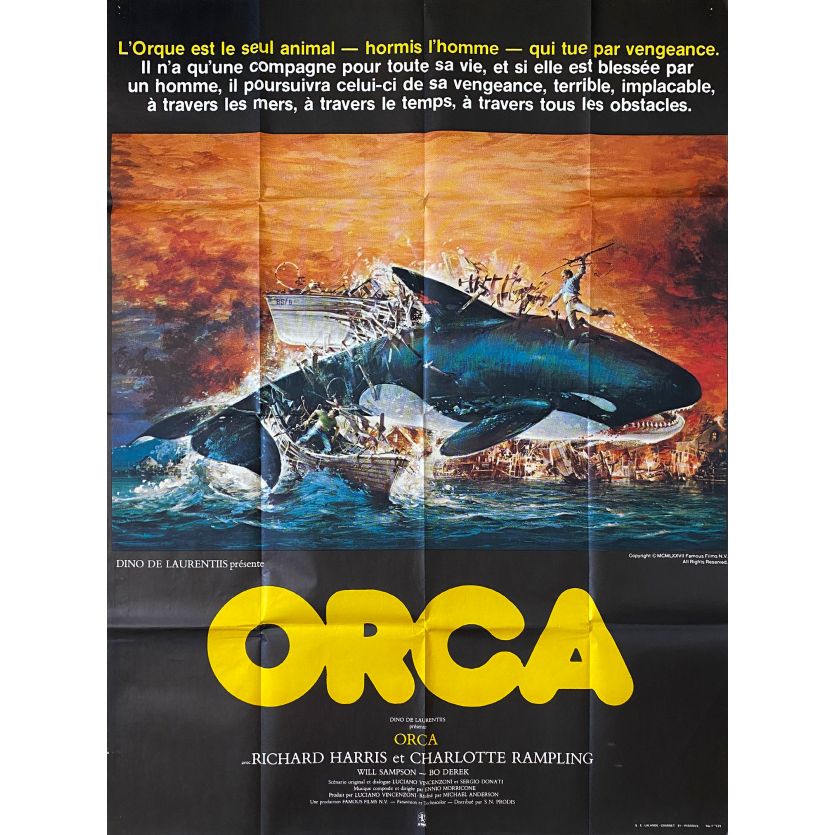 ORCA Affiche de film- 120x160 cm. - 1977 - Richard Harris, Michael Anderson