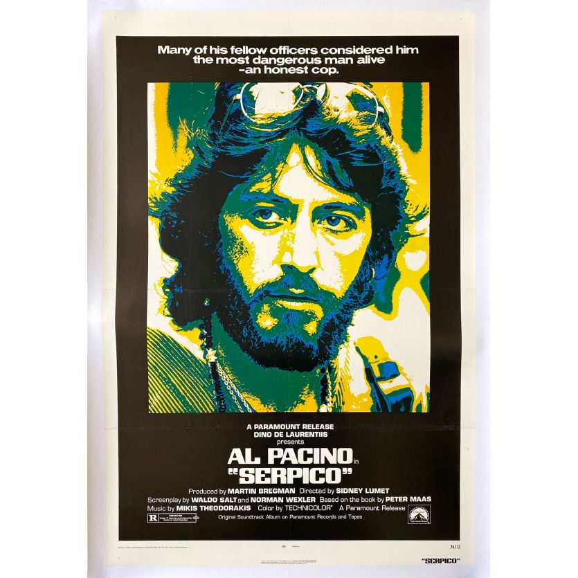 SERPICO Affiche de cinéma US entoilée - 69x104 cm - Al Pacino, Sydney Lumet