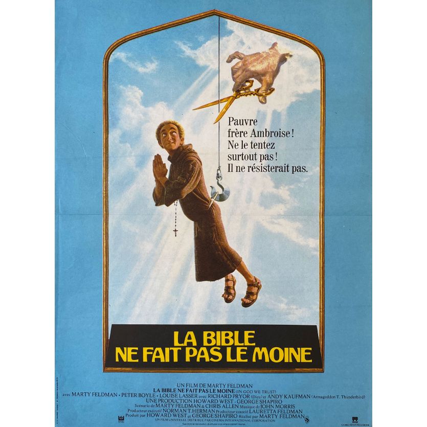 LA BIBLE NE FAIT PAS LE MOINE Affiche de film 40x60 - 1980 - Peter Boyle, Marty Feldman