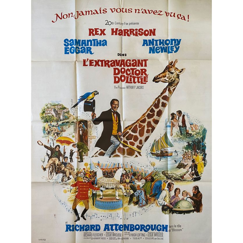 L'EXTRAVAGANT DOCTEUR DOLITTLE Affiche de film- 120x160 cm. - 1967 - Rex Harrison, Richard Fleischer