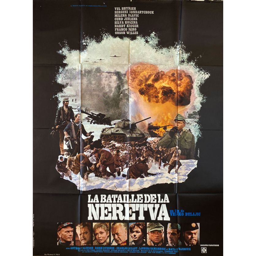 BATTLE OF NERETVA Movie Poster- 47x63 in. - 1969 - Veljko Bulajic, Yul Brynner