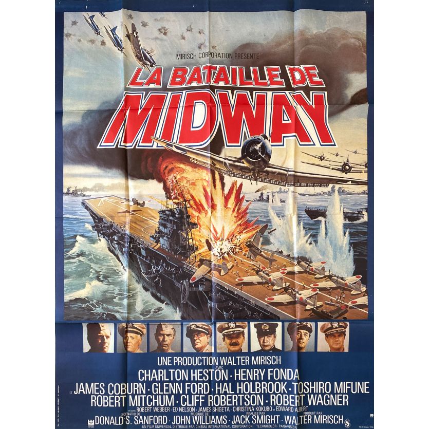 LA BATAILLE DE MIDWAY Affiche de film- 120x160 cm. - 1976 - Charlton Heston, Jack Smight