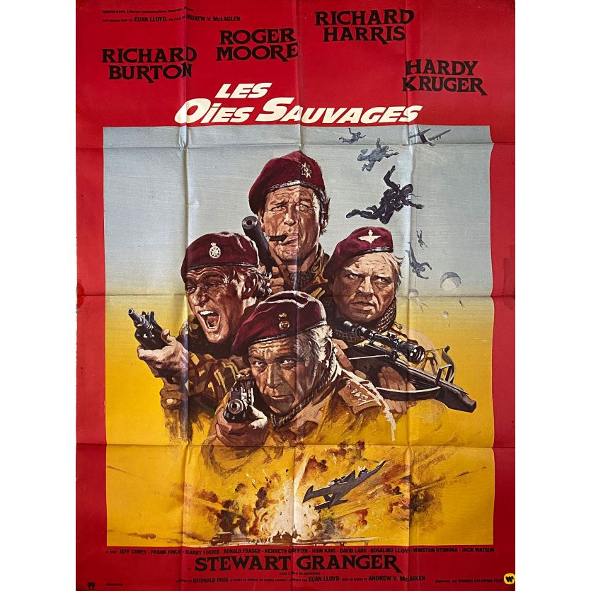 LES OIES SAUVAGES Affiche de film- 120x160 cm. - 1978 - Richard Burton, Roger Moore, Andrew V. McLaglen