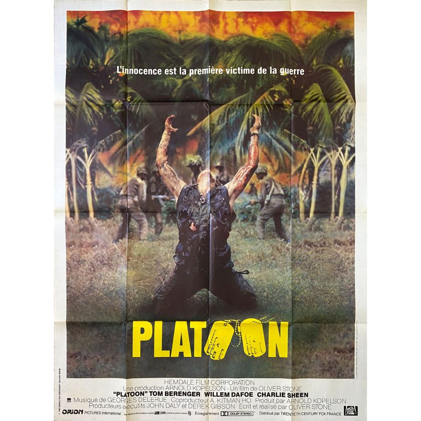 PLATOON Affiche de film- 120x160 cm. - 1986 - Willem Dafoe, Oliver Stone