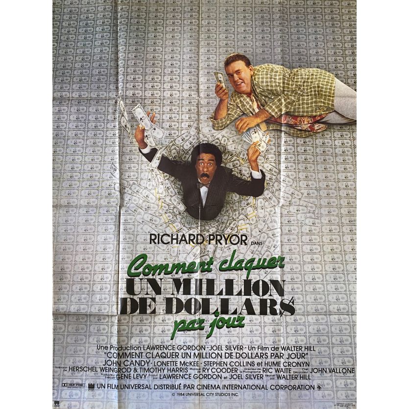 COMMENT CLAQUER UN MILLION DE DOLLARS PAR JOUR Affiche de film- 120x160 cm. - 1985 - Richard Pryor, Walter Hill