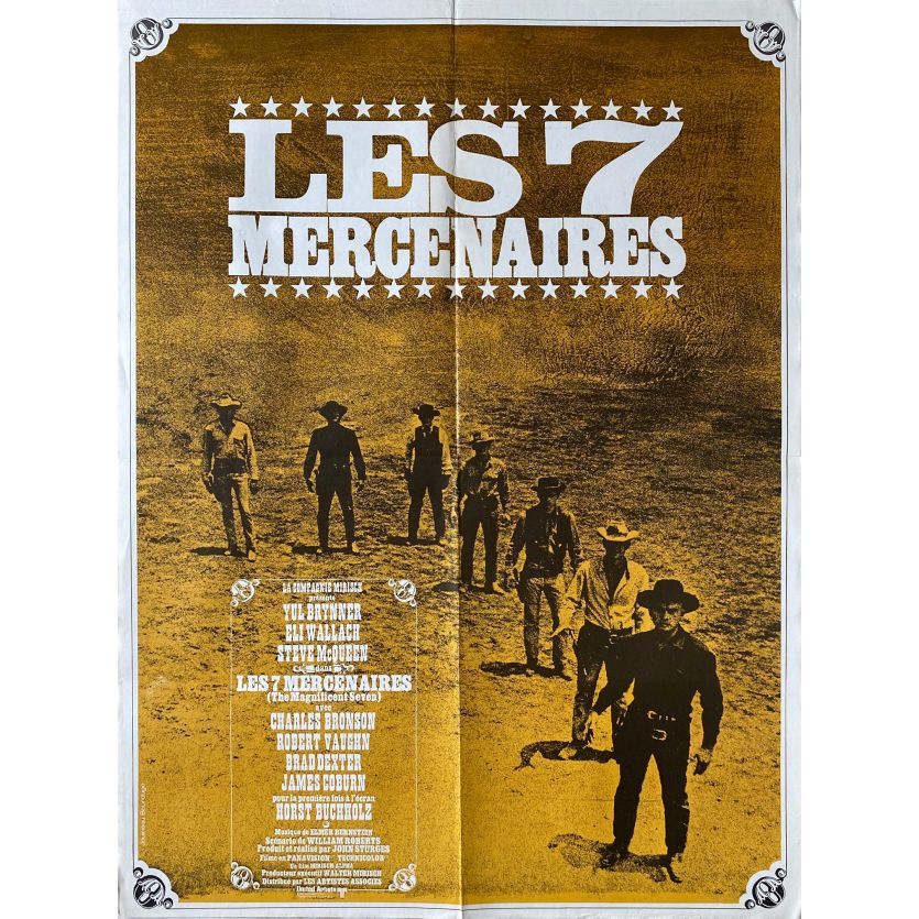 LES SEPT MERCENAIRES Affiche de film- 60x80 cm. - 1960/R1971 - Steve McQueen, Yul Brynner