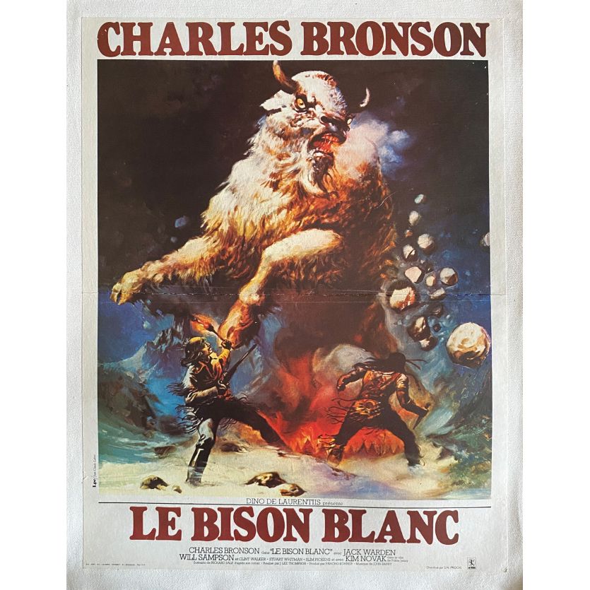 LE BISON BLANC Affiche de film entoilée- 40x60 cm. - 1977 - Charles Bronson, J. Lee Thompson