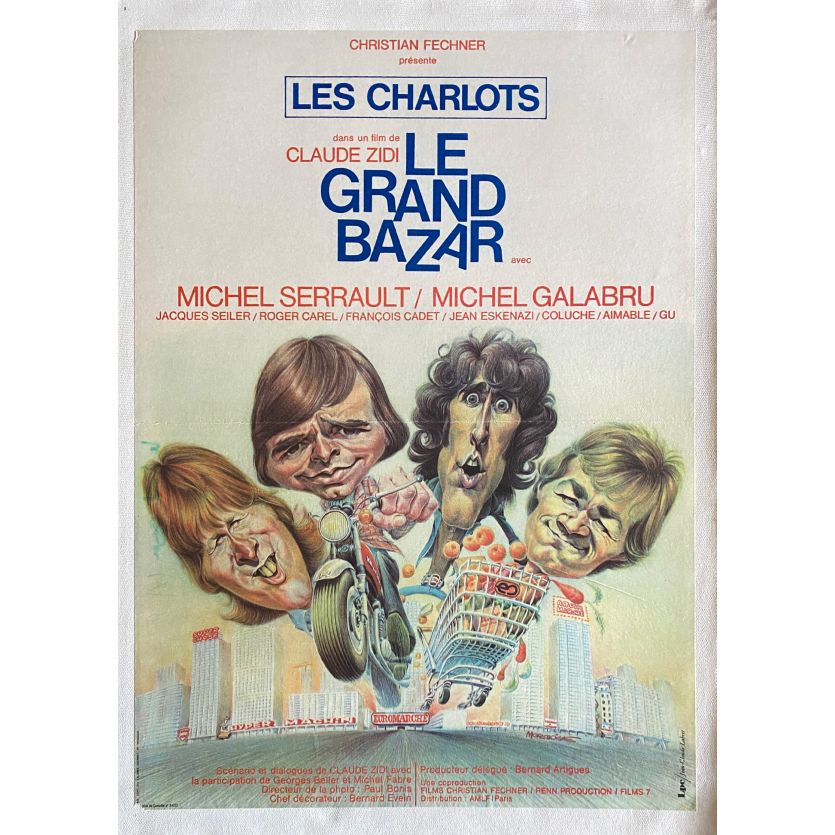 LE GRAND BAZAR Affiche de film entoilée- 40x60 cm. - 1973 - Les Charlots, Claude Zidi