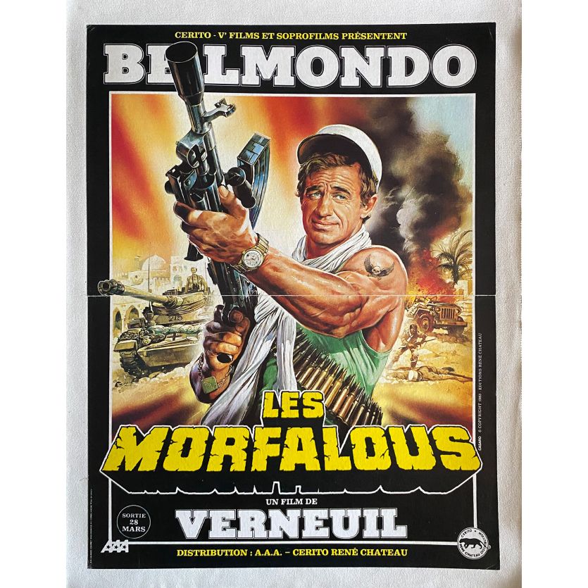 LES MORFALOUS Affiche de film entoilée- 40x60 cm. - 1984 - Jean-Paul Belmondo, Henri Verneuil