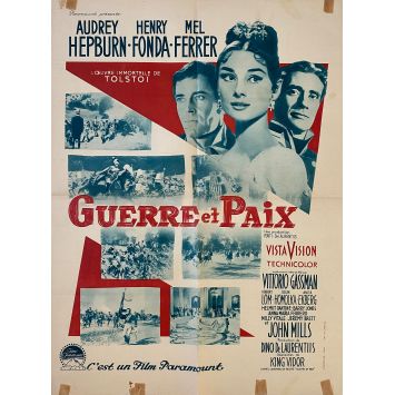 WAR AND PEACE Movie Poster LITHO. - 23x32 in. - 1956 - King Vidor, Audrey Hepburn