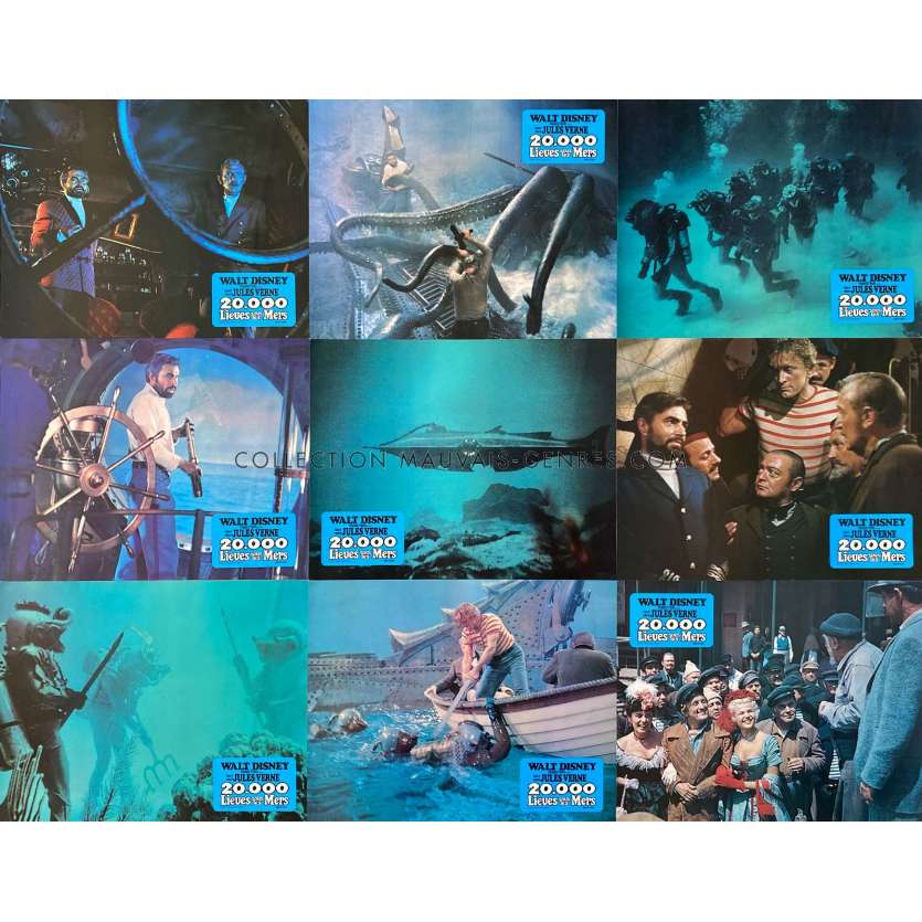 20000 LIEUES SOUS LES MERS Photos de film x9 - Jeu B - 21x30 cm. - 1963/R1970 - Kirk Douglas, Richard Fleisher