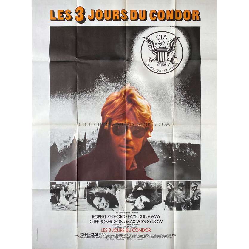 LES 3 JOURS DU CONDOR Affiche de film- 120x160 cm. - 1975 - Robert Redford, Sydney Pollack