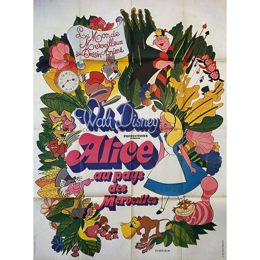 ALICE AU PAYS DES MERVEILLES affiche de film- 120x160 cm. - 1951/R1970 - Ed Wynn, Walt Disney