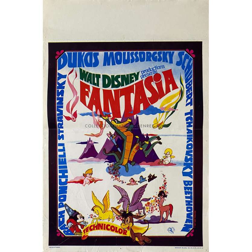 FANTASIA affiche de film- 35x55 cm. - 1940/R1970 - Deems Taylor, Walt Disney