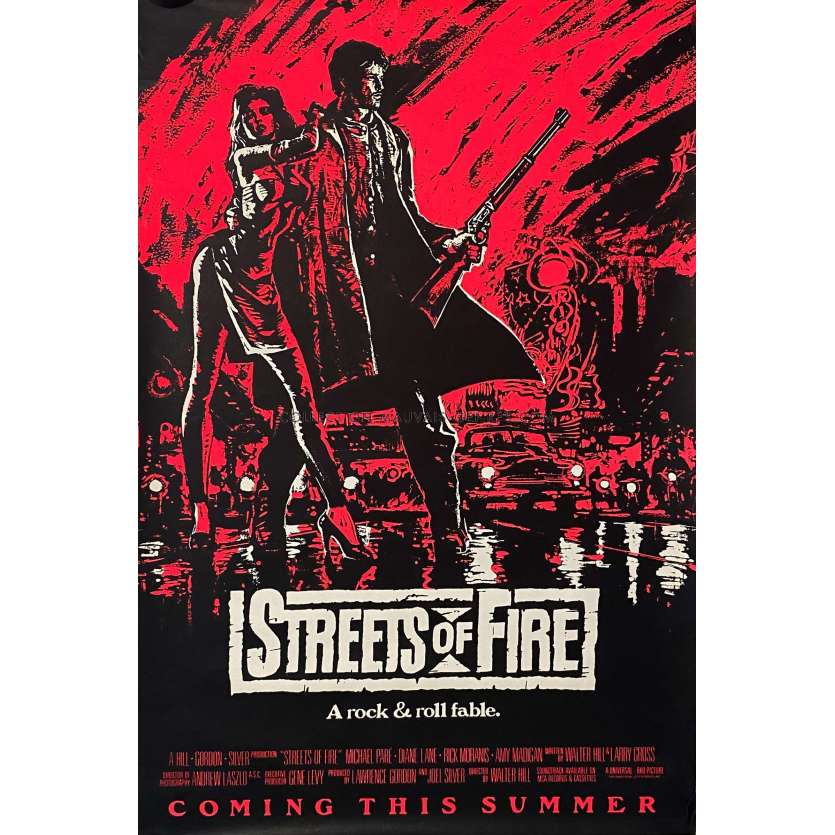 LES RUES DE FEU affiche de film Prev. Rouge - 69x102 cm. - 1984 - Michael Paré, Walter Hill