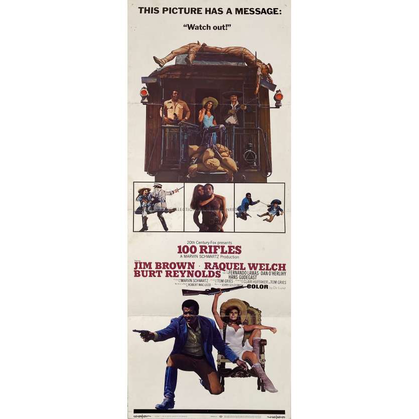 LES 100 FUSILS Affiche de film- 35x91 cm. - 1969 - Jim Brown, Raquel Welch, Tom Gries