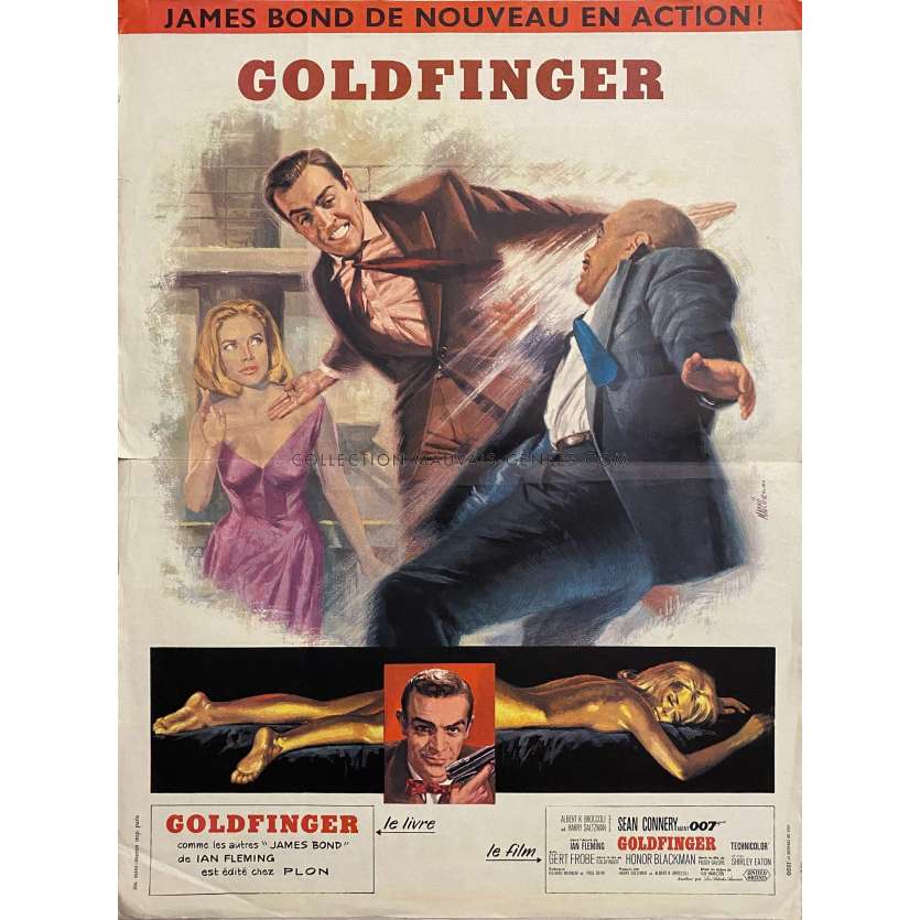 GOLDFINGER Affiche de film 1ère Sortie - 40x54 cm. - 1964 - Sean Connery, Guy Hamilton