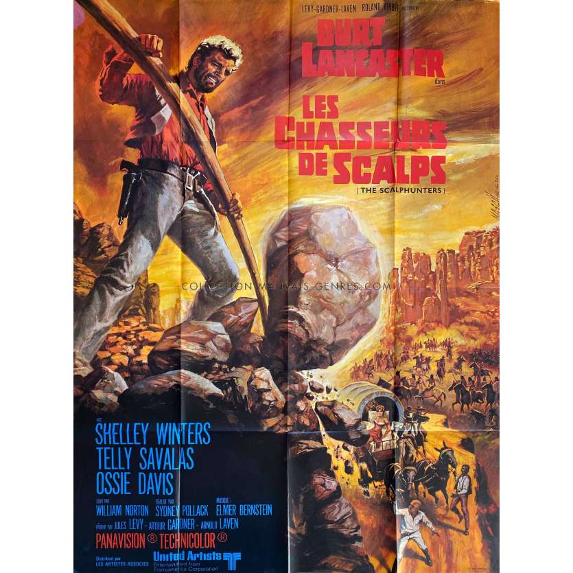 LES CHASSEURS DE SCALPS Affiche de film- 120x160 cm. - 1968 - Burt Lancaster, Sydney Pollack