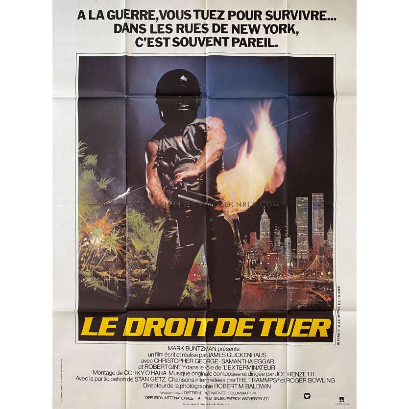 LE DROIT DE TUER Affiche de film- 120x160 cm. - 1980 - Robert Ginty, James Glickenhaus -