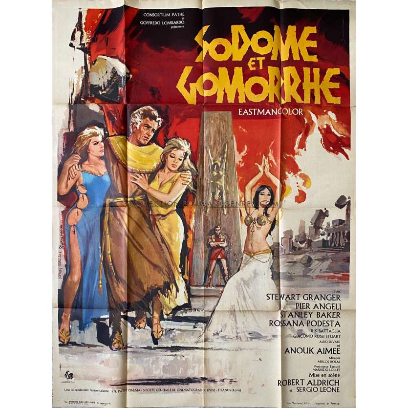 SODOM AND GOMORRAH Movie Poster- 47x63 in. - 1962 - Robert Aldrich, Sergio Leone, Stewart Granger - Sword-and-sandal